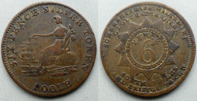 Poole, Morgan's mule sixpence, struck in copper
